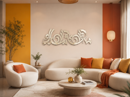 Mashallah Tabarak Allah Mirrored Stainless Steel Islamic Wall Art